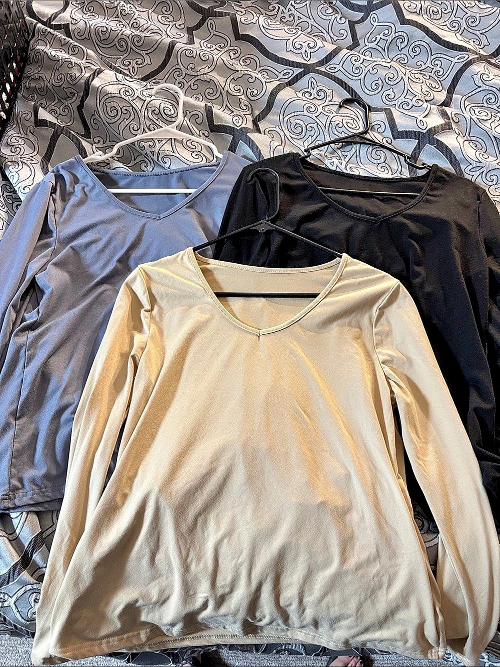 Long Sleeve Tops in Cream & Black